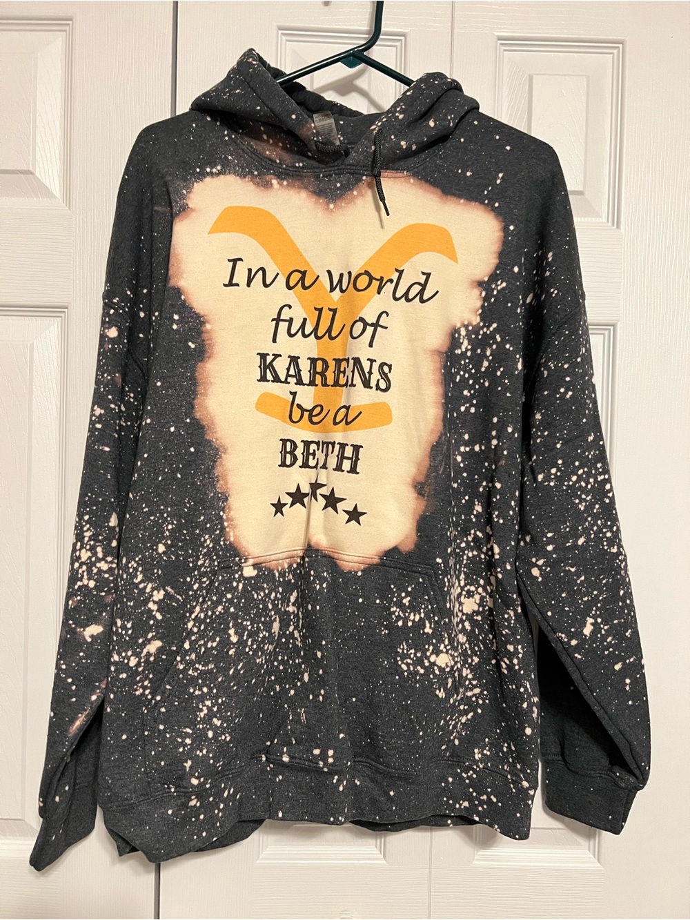 Bleached Black Graphic Hoodie - "In a world full of KARENS be a BETH"